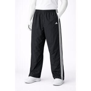 Adidas Track Pants Mens XL Black 3 Stripe Windbreaker Athletic Joggers athletic